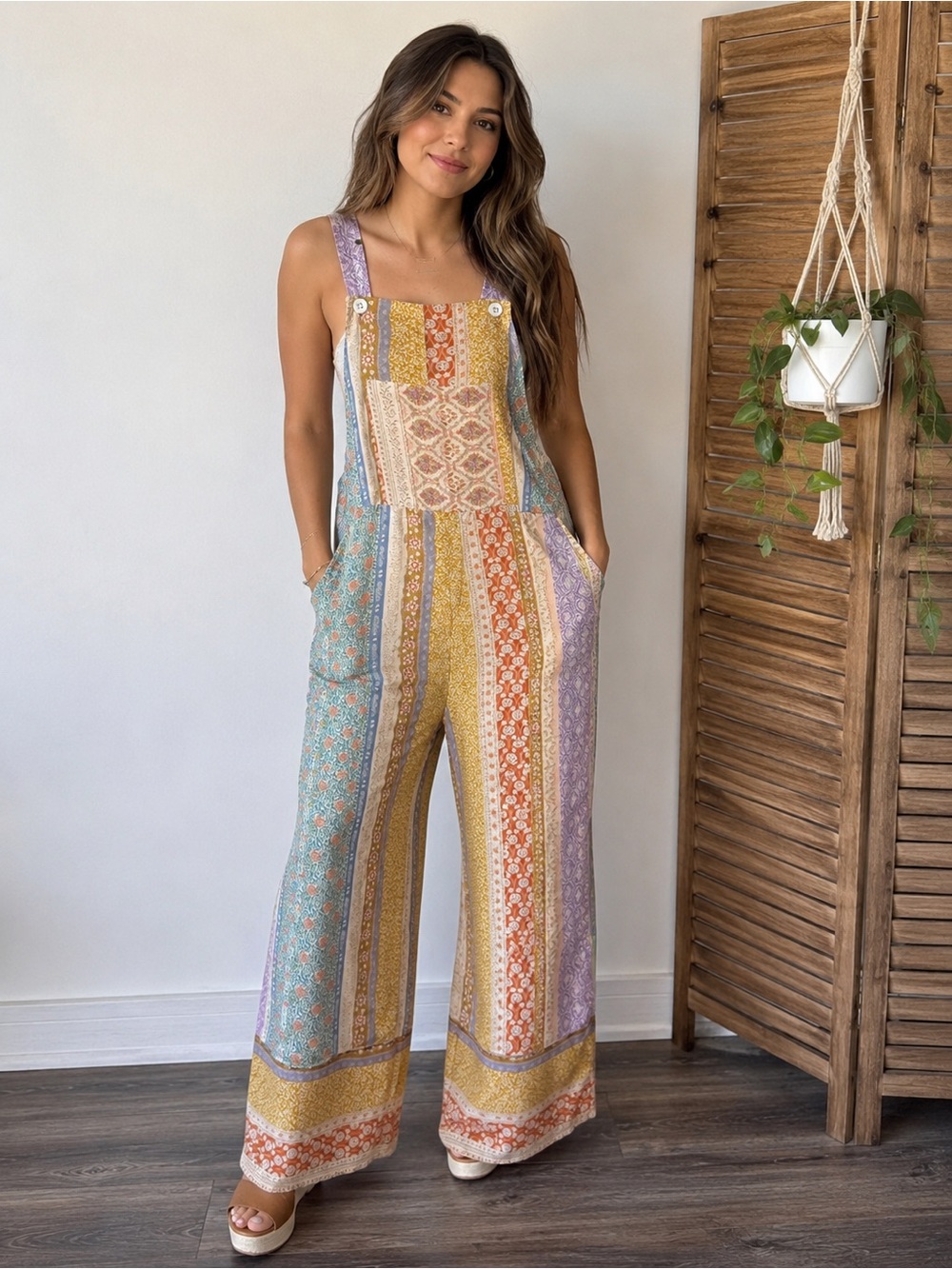 Yak N Yeti Pastel Patchwork Wide-Leg Jumpsuit
